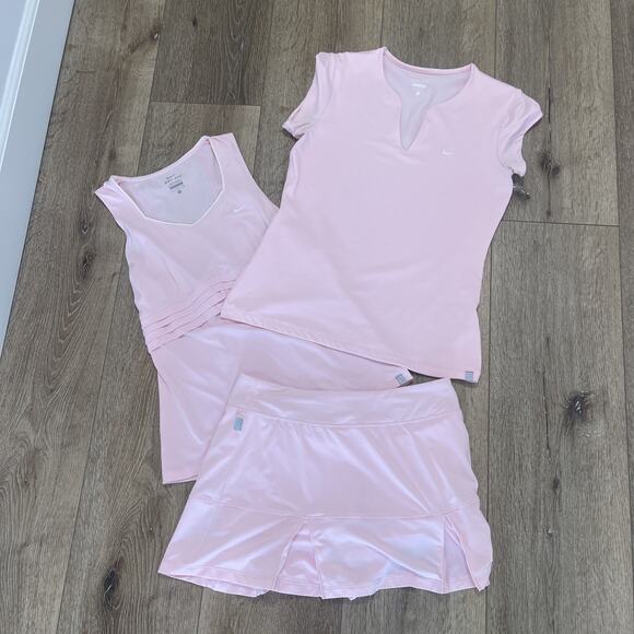 Nike Dresses & Skirts - Nike Women Tennis Skirt Pink 3 Piece Set Size M* Dry Fit Pickleball Tennis Tanks